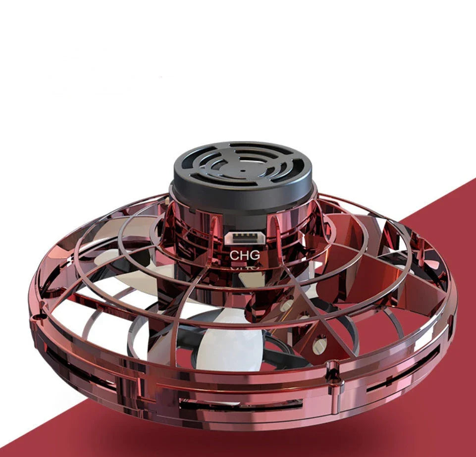Mini Fingertip Gyro Interactive Decompression Toy Drone with LED UFO-style lighting and helicopter design for high-flying fun