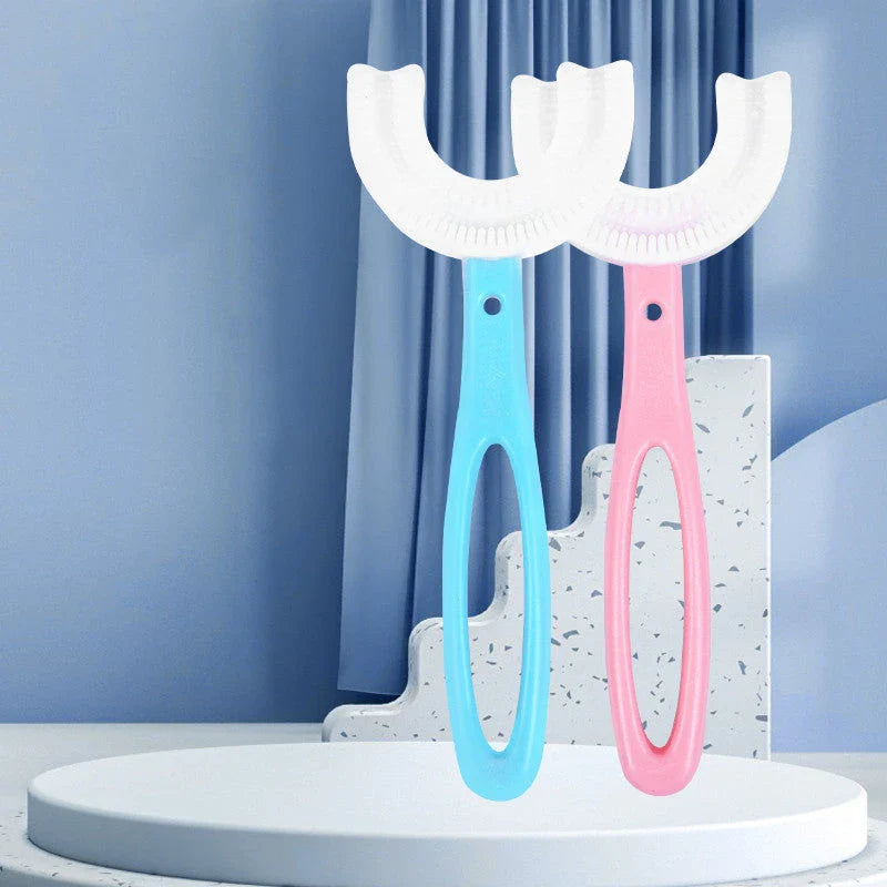U-Shaped Soft Rubber Toothbrushes for Kids in Vibrant Colors