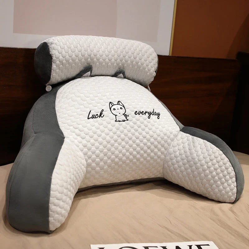 A cozy lumbar support cushion with a soft, breathable design for comfortable back and posture support