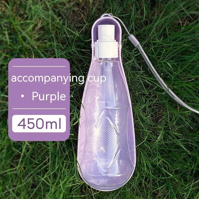Portable folding dog water bottle with large 550ml capacity, available in multiple vibrant colors