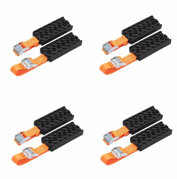 Premium snow tire chains with rugged rubber and nylon construction for maximum traction on icy and snowy roads
