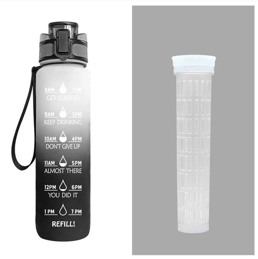 Motivational 1L Sport Water Bottle with Time Tracker and Leak-Proof Design