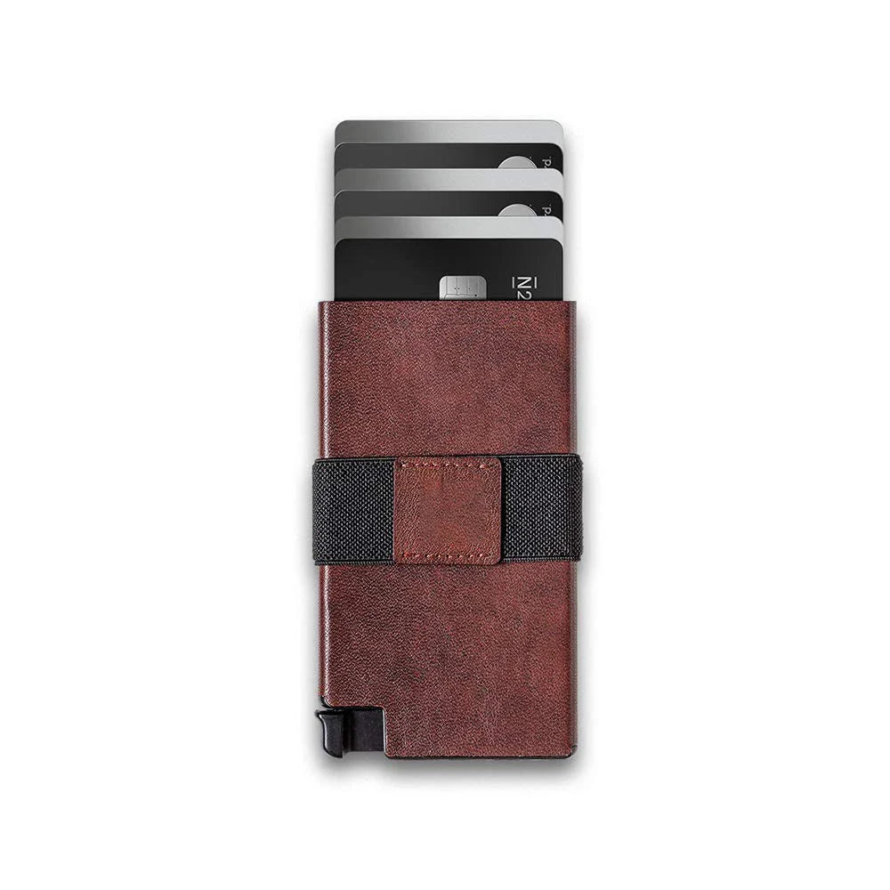 Trendha Men's Anti-theft Brush With Card Holder Top Layer Genuine Leather - Available in Coffee, Navy Blue, Black, and Burgundy