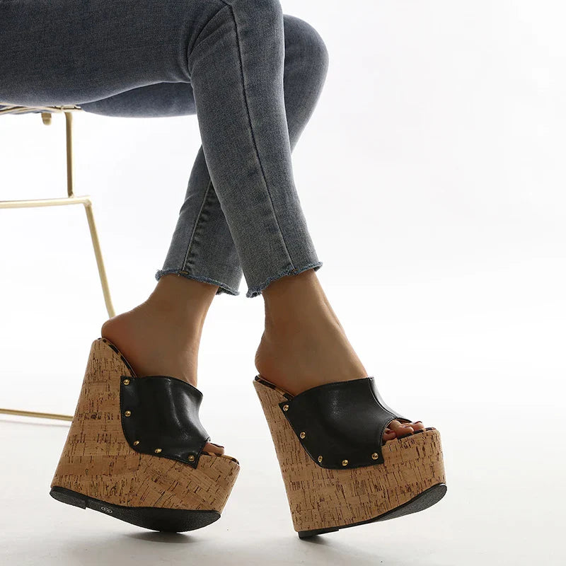 Trendha transparent rivet high-heeled sandals in black, featuring a unique design and premium materials for a stylish and comfortable footwear option.