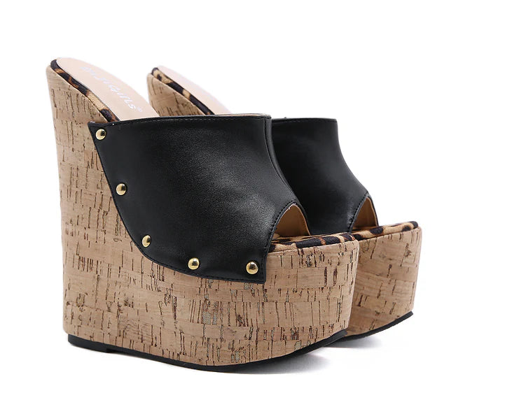 Trendha transparent rivet high-heeled sandals in black, featuring a unique design and premium materials for a stylish and comfortable footwear option.