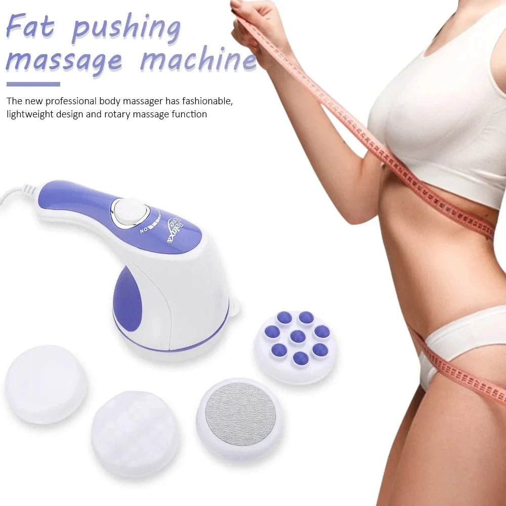 Portable deep tissue body massager with various massage heads for muscle relaxation and slimming