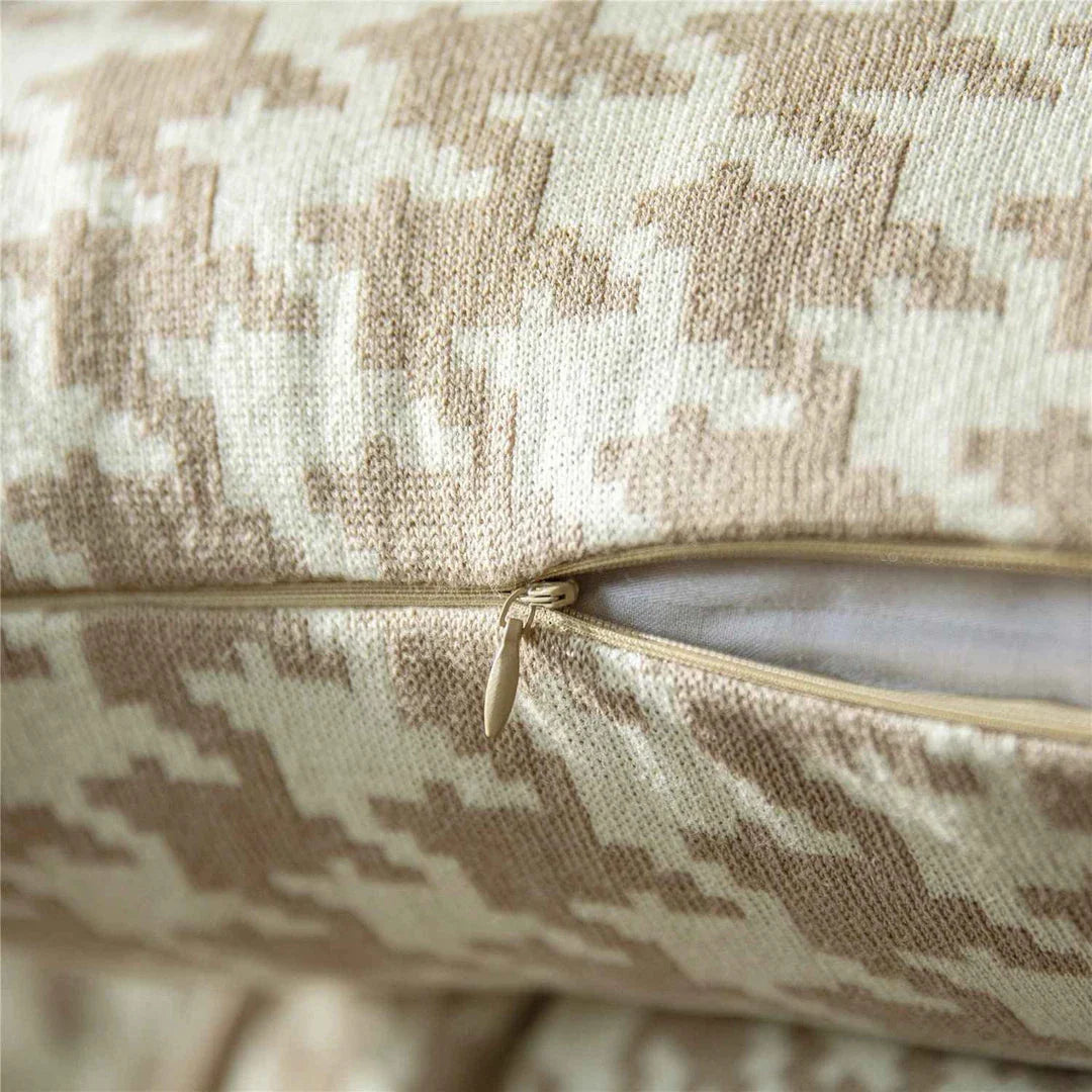 A classic houndstooth-patterned throw pillow cover made from premium 100% cotton with a high thread count for a luxurious feel.
