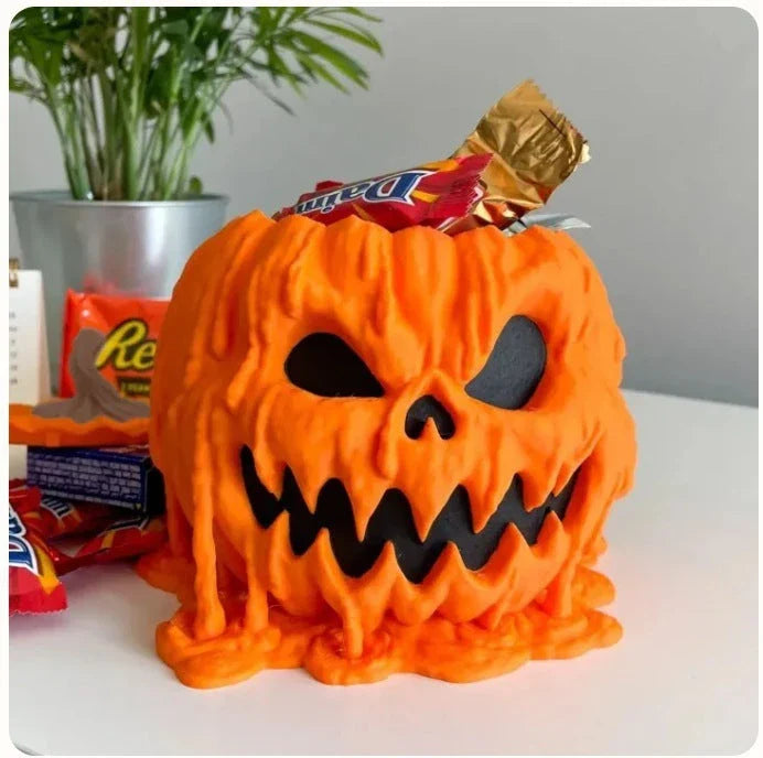 Spooky pumpkin-shaped candy bowl for Halloween decorations and treats