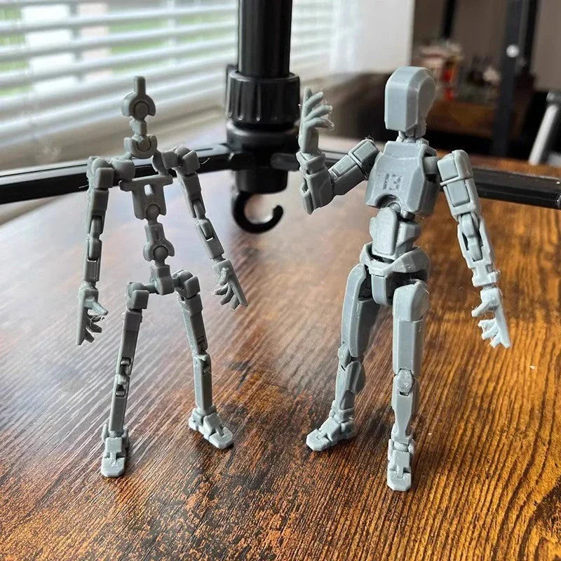 Customizable 3D printed multi-jointed action figure robot toy in various vibrant colors