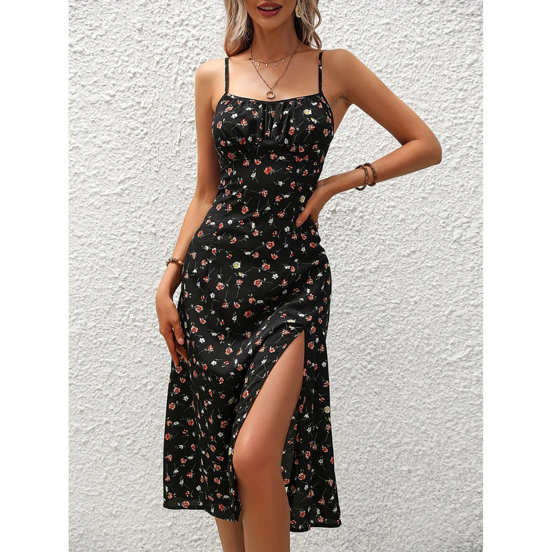 Elegant Polka Dot Suspender Dress - Flattering Summer Style for Women