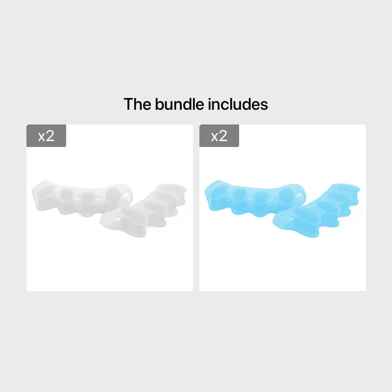 Premium silicone toe separators designed to relieve bunion and overlapping toe pain, offering comfort and support for foot health.