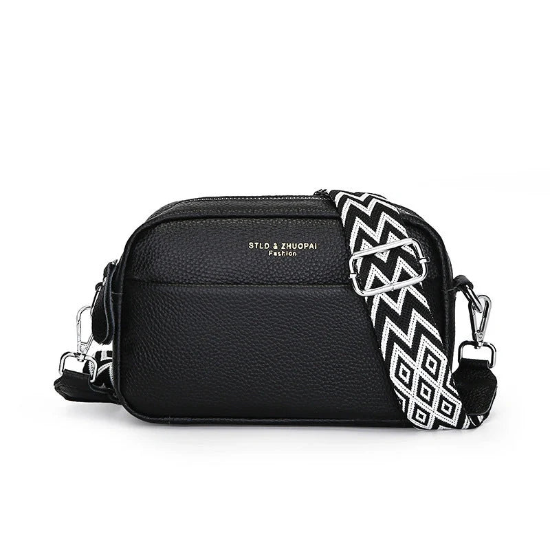 Stylish cowhide shoulder messenger bag with adjustable strap in various colours