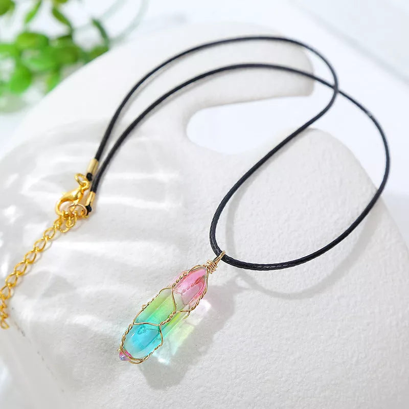 Women's Transparent Geometric Diamond Crystal Necklace with sparkling crystals