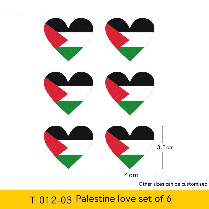 Palestinian flag car decal sticker shown on vehicle window, available in three design variations