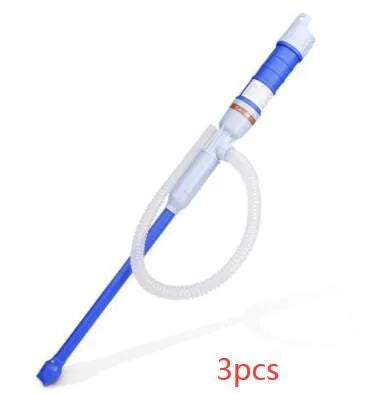 Blue and red manual siphon pump for fuel and liquid transfer