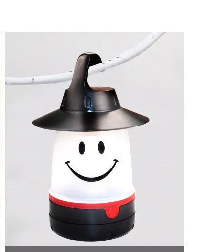 Smile-shaped LED lanterns with flexible handles for camping, boating, and bedroom use
