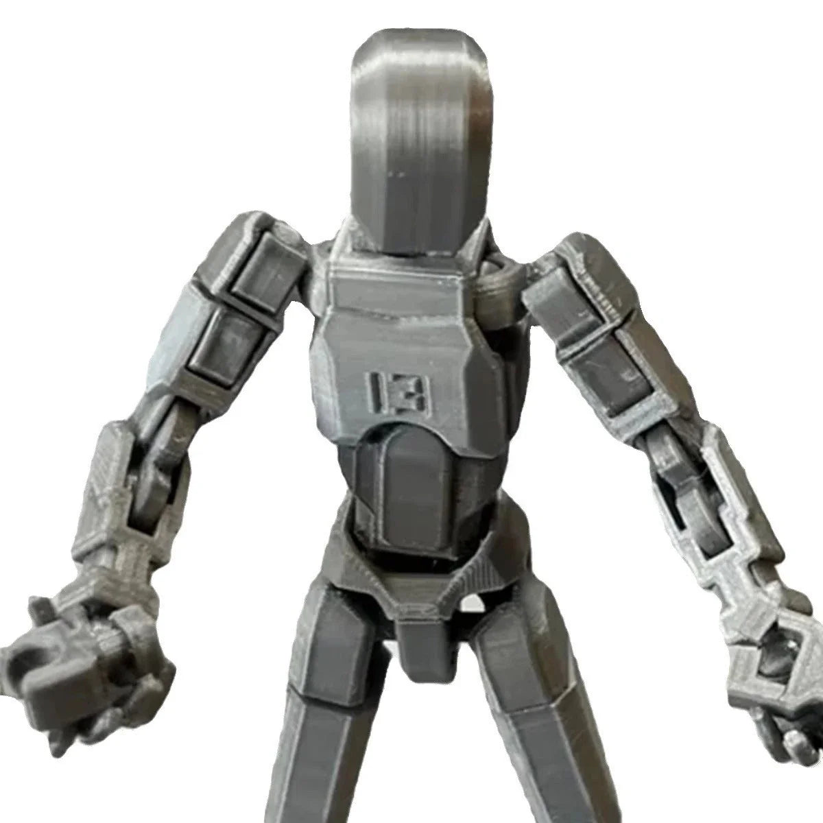 Customizable 3D printed multi-jointed action figure robot toy in various vibrant colors