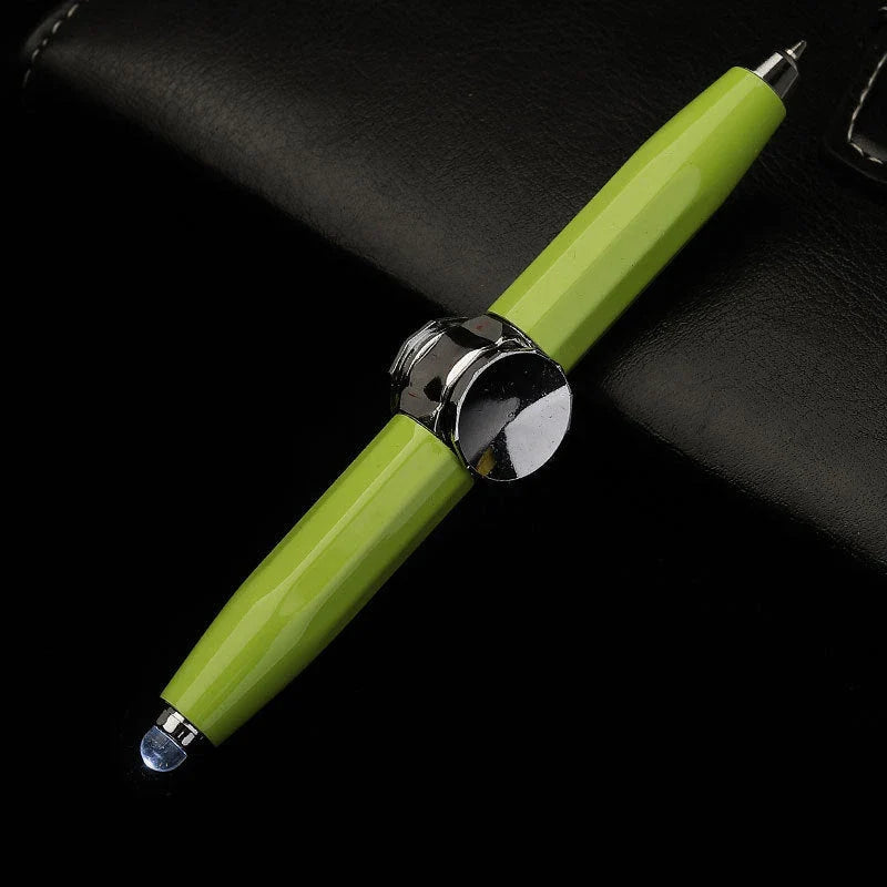 Versatile LED-powered gyro ballpoint pen with a mesmerizing spinner for stress relief and improved productivity