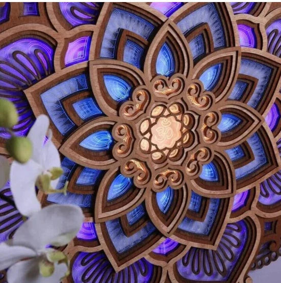 Mesmerizing Mandala Night Light with warm, calming illumination for a tranquil yoga or meditation space