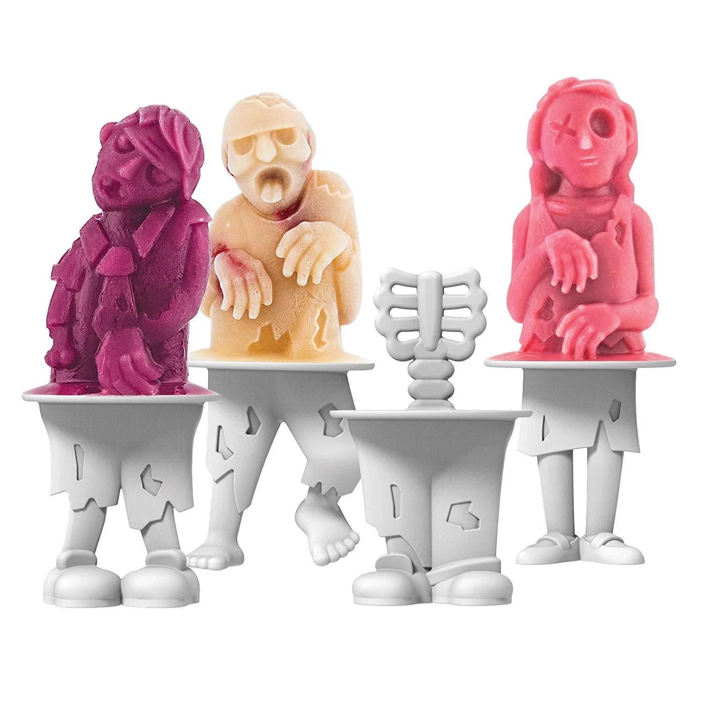 Spooktacular silicone zombie popsicle mold with unique skull and skeleton designs for making creepy-cool frozen treats