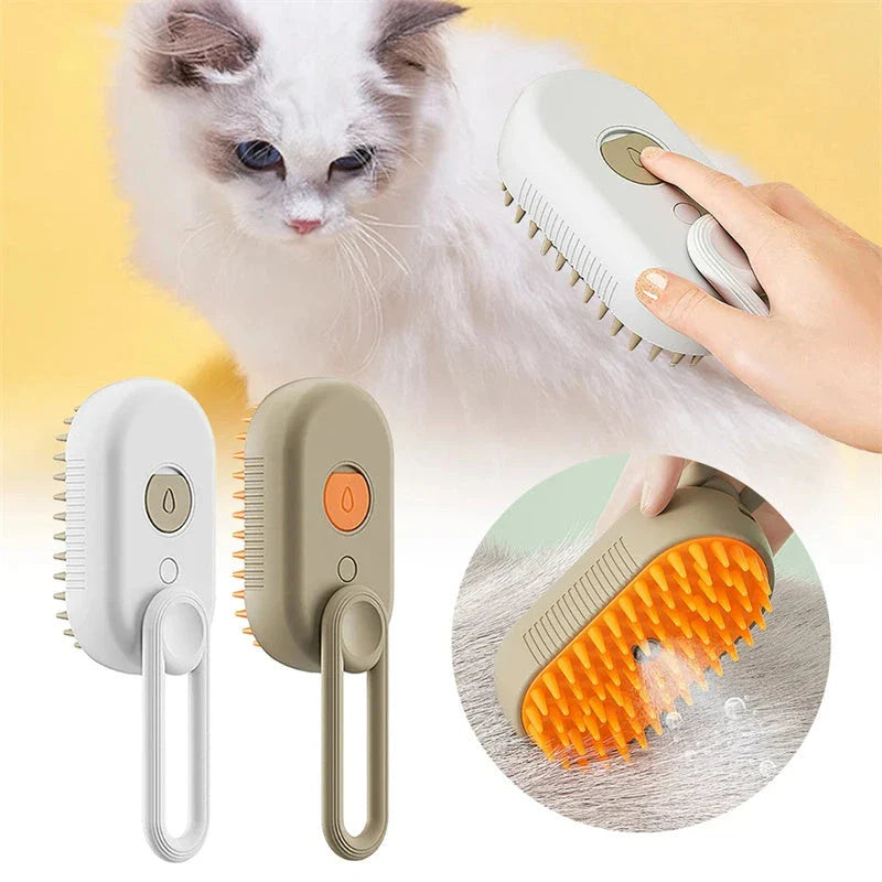 Premium 3-in-1 Pet Grooming Brush with Gentle Steam Spray, Massaging Comb, and Hair Removal Function for Cats and Dogs