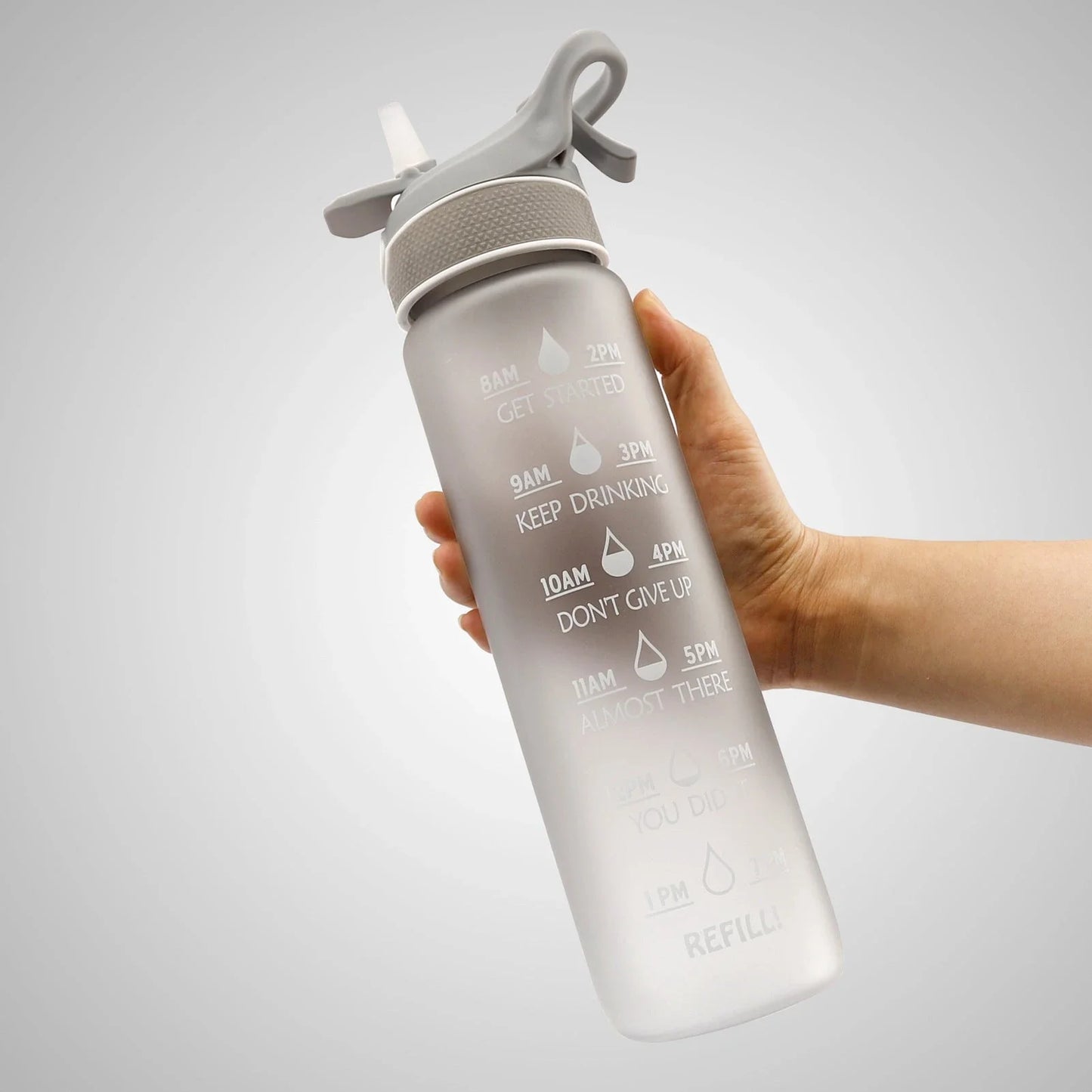 Premium sports water bottle with one-touch open cover, straw, and spray function, made of durable Tritan material in vibrant colors for active lifestyles.