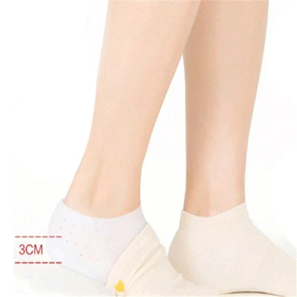 Discreet silicone heel height booster insoles in various colours and sizes for men and women