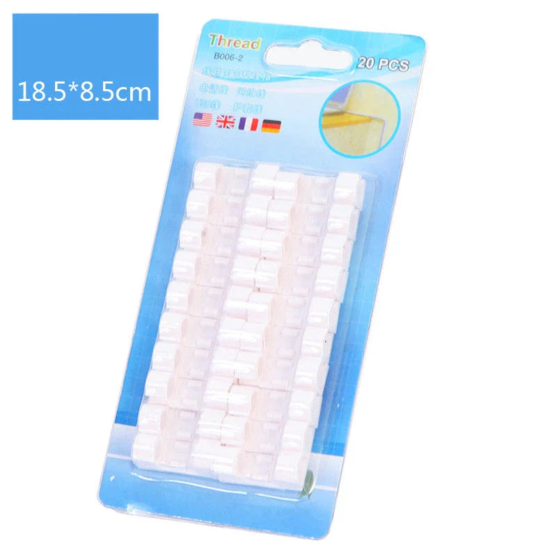 Premium cable organizer clips made of durable ABS resin for seamless cable management in home offices, workstations, and entertainment centers