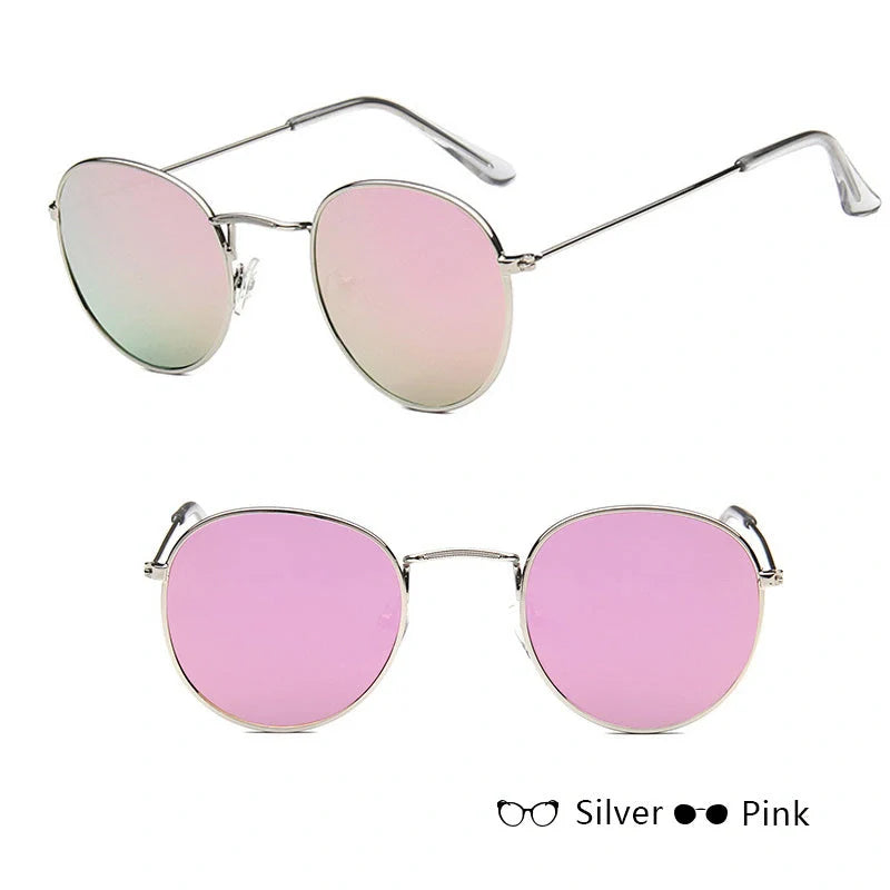 Stylish retro sunglasses for women with metal frame and glass lenses