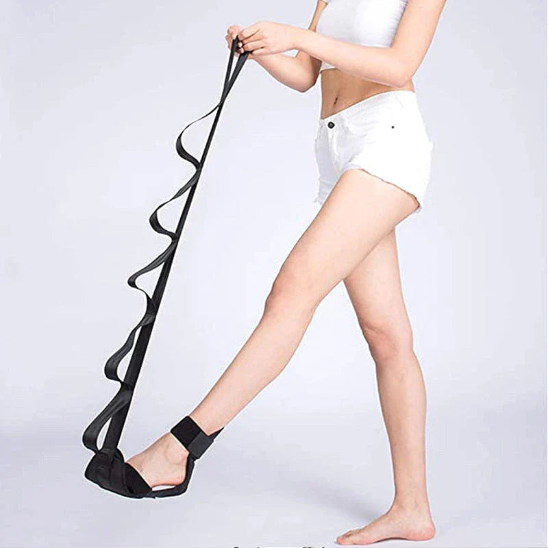 Premium leg and foot stretcher with multi-loop design for personalized stretching and plantar fasciitis relief