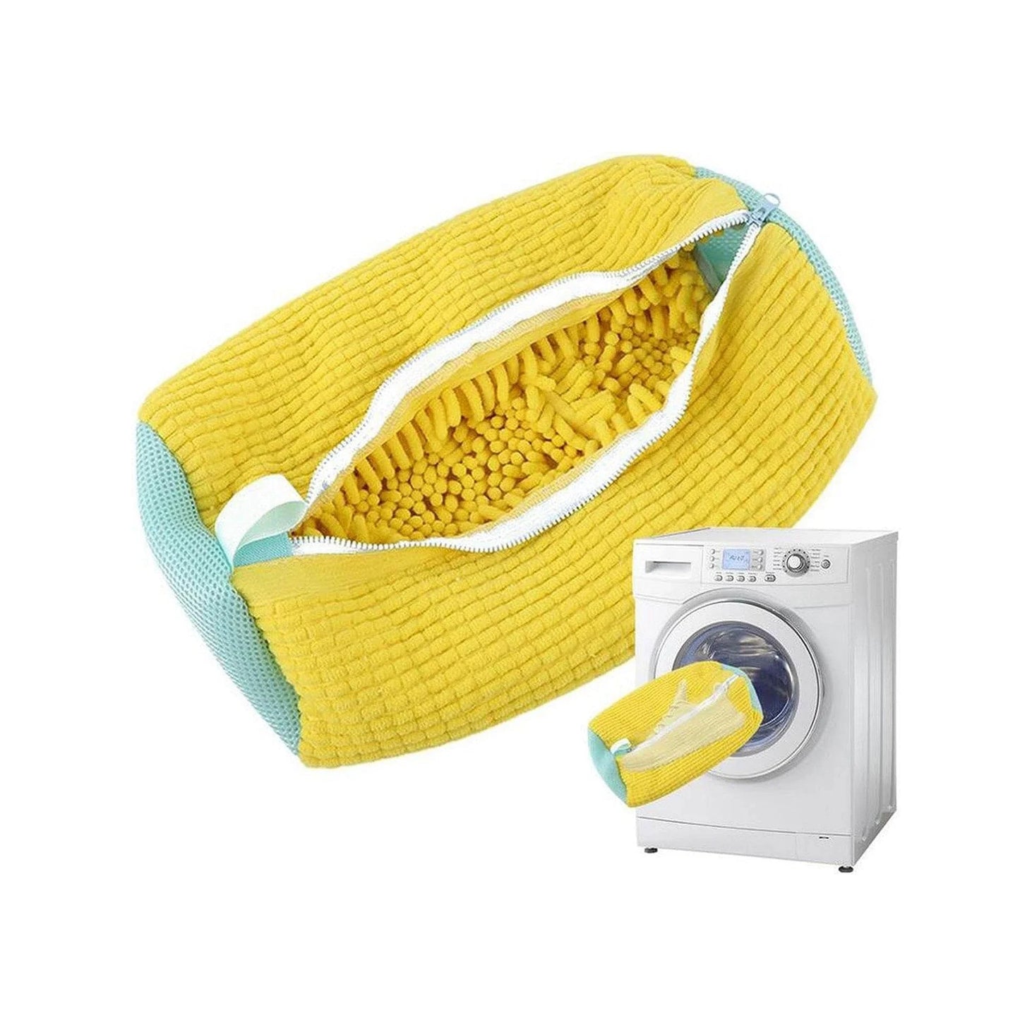 Durable shoe washing bag made of high-quality chenille fabric for effortless machine cleaning of sneakers, tennis shoes, and other washable footwear