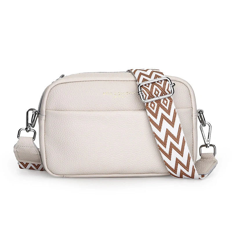 Stylish cowhide shoulder messenger bag with adjustable strap in various colours