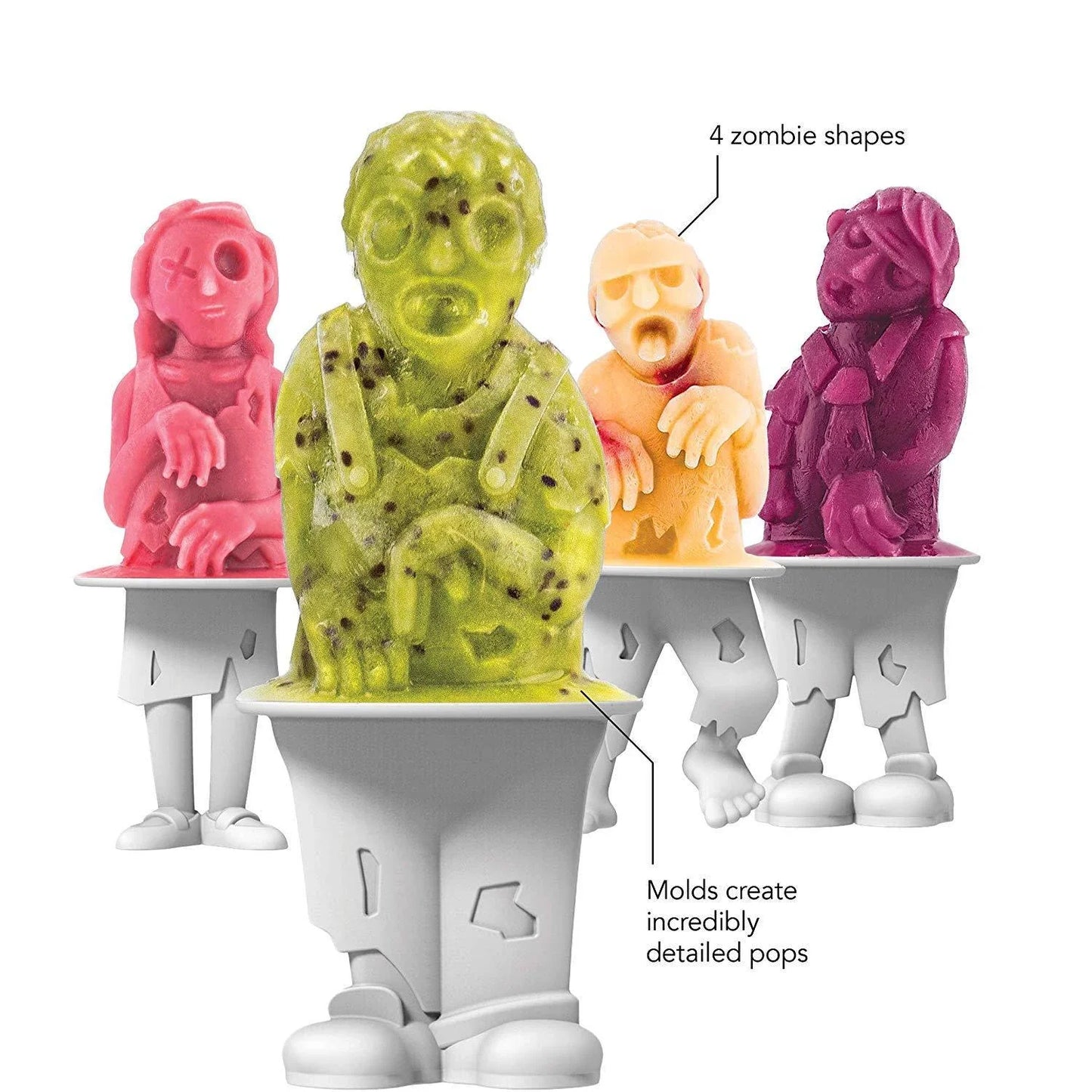 Spooktacular silicone zombie popsicle mold with unique skull and skeleton designs for making creepy-cool frozen treats