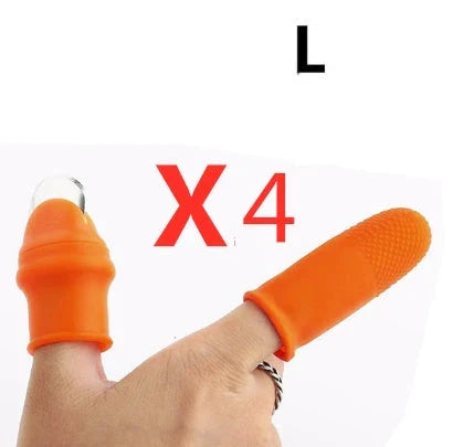Silicone thumb protector with sharp curved blade for effortless vegetable, fruit, and crop harvesting in the garden or farm