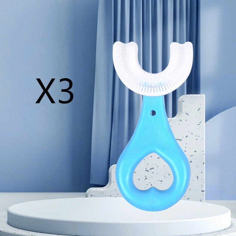 U-Shaped Soft Rubber Toothbrushes for Kids in Vibrant Colors