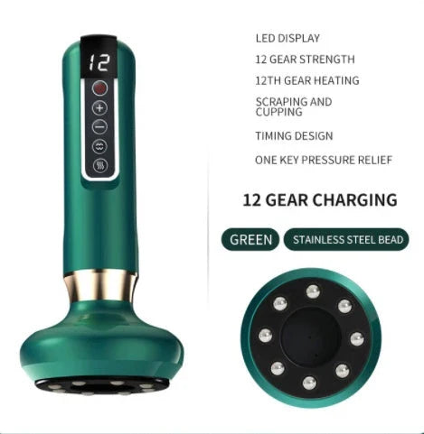 Electric Massage Body Cupping Set with 12 Adjustable Suction Levels, Infrared Heating, and One-Touch Pressure Relief for Relaxation, Slimming, and Anti-Cellulite Benefits