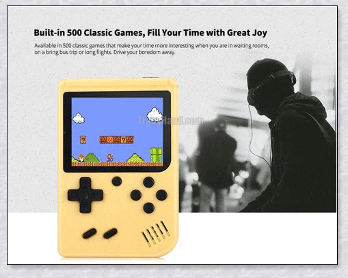 Tinytendo (400 Games Built In) - A compact handheld console with a vibrant 3-inch screen and 500 classic retro games built-in
