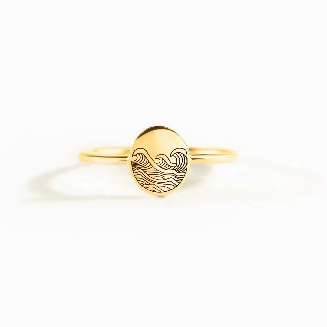 Sterling silver ring with elegant wave-inspired design, inspired by the natural beauty of the British coastline