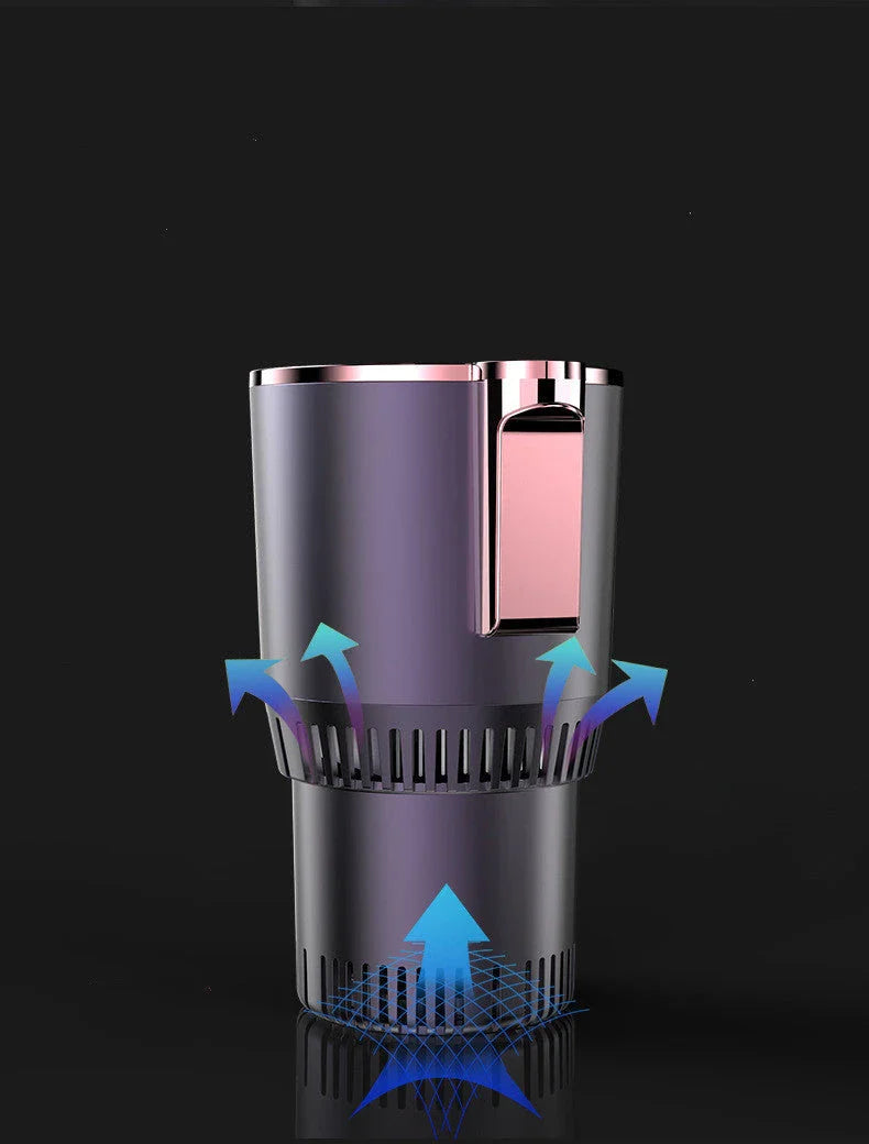Versatile car cup holder with digital temperature control, non-slip design, and the ability to keep drinks hot or cold on the go