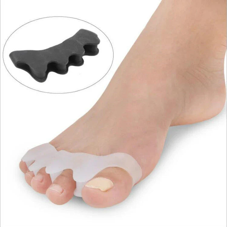 Premium silicone toe separators designed to relieve bunion and overlapping toe pain, offering comfort and support for foot health.