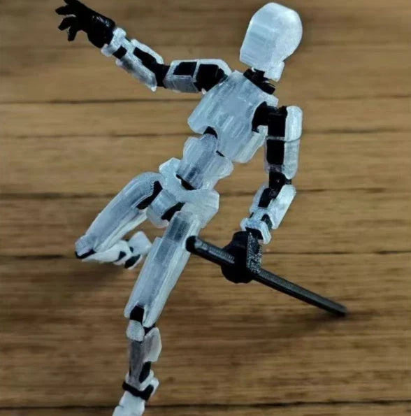 Customizable 3D printed multi-jointed action figure robot toy in various vibrant colors