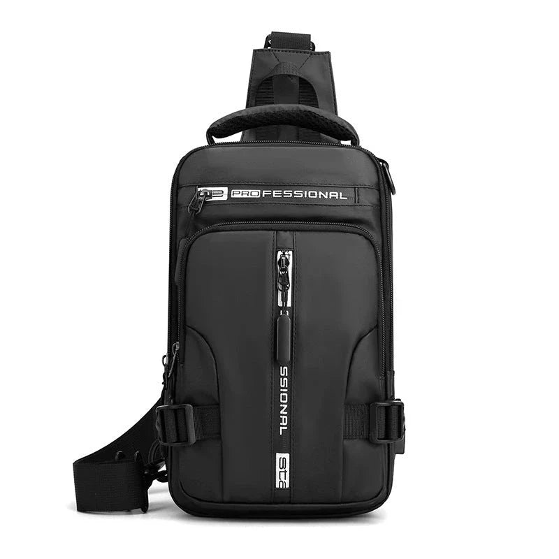 Versatile men's crossbody bag with multifunctional backpack, shoulder, and chest pack design in various colors