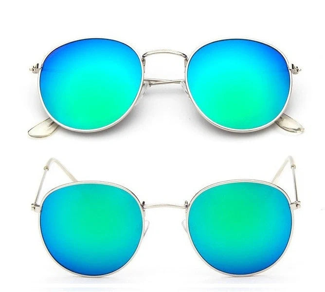 Stylish retro sunglasses for women with metal frame and glass lenses