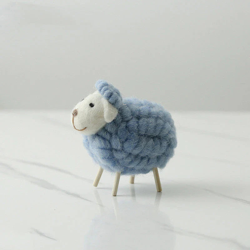 Plush sheep figurines in various colors and sizes, perfect for home decoration and gifting