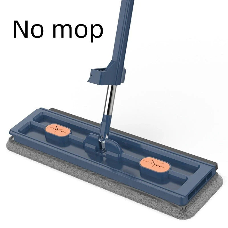 A premium 360° rotating flat mop with a stainless steel handle, suitable for cleaning various flooring types in homes.