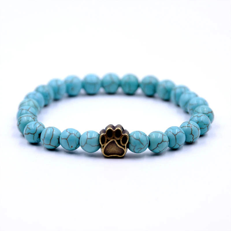 Natural Stone Dog Paw Bracelet with anti-fatigue benefits, perfect for dog lovers and wellness enthusiasts.