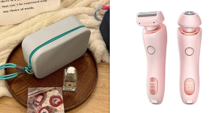 Rechargeable electric shaver for women with dual-head design for whole-body and precision hair removal