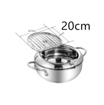Stainless Steel Telescopic Frying Basket with Removable Thermometer for Precise Temperature Control and Easy Frying