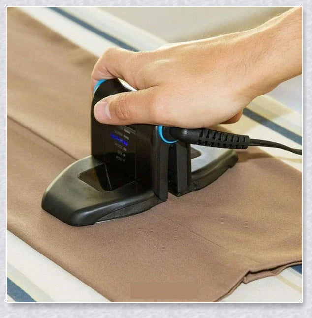 Portable folding steam iron for travel, compact and lightweight design with 6 fabric heat settings