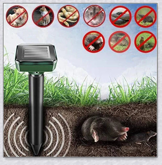 Outdoor Solar Ultrasonic Pest Repellent - Ultrasonic Animal Deterrent with Waterproof Solar-Powered Design
